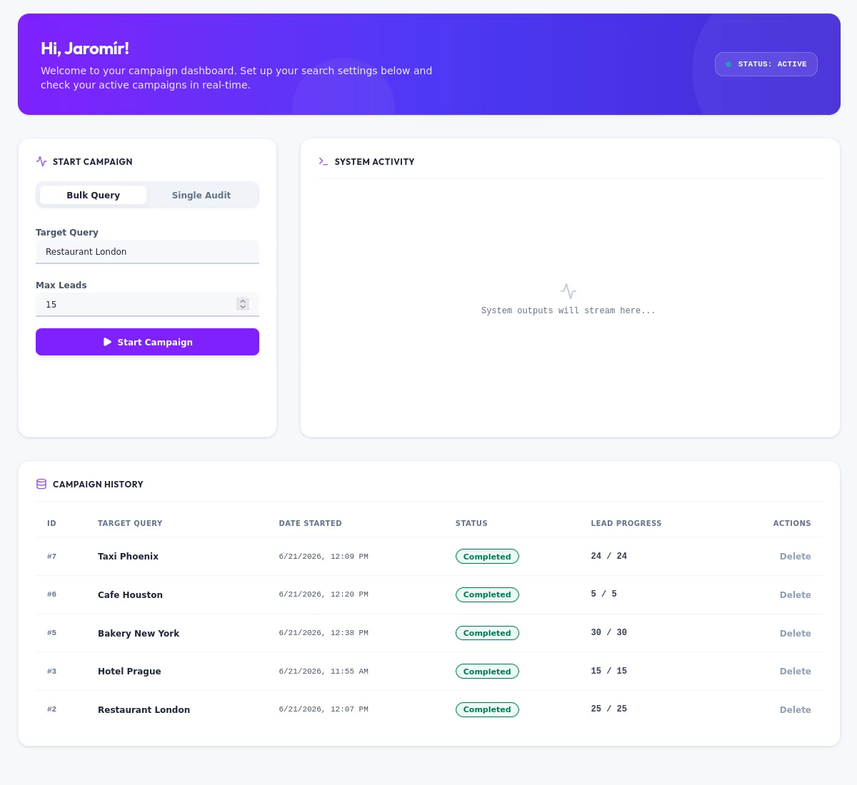 Datalyzt Dashboard screenshot