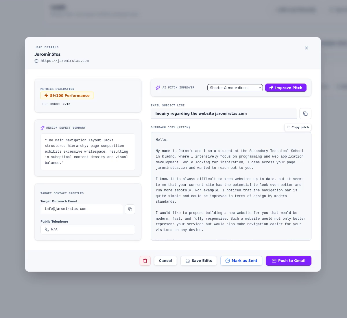 Datalyzt Pitch Inspect screenshot